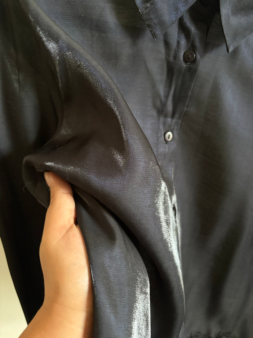 ICHI Lace Trim Button-Up Shirt  M