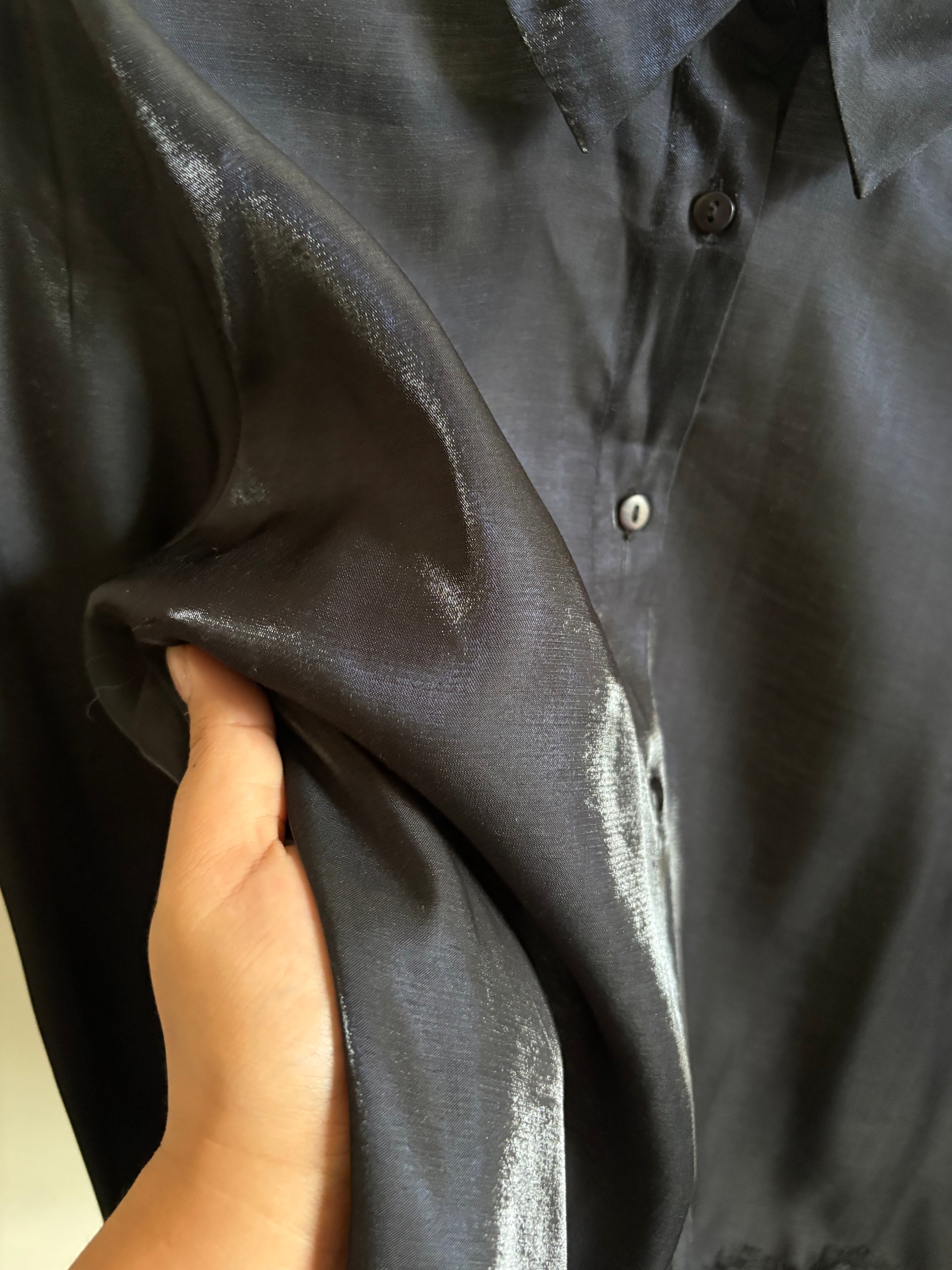 ICHI Lace Trim Button-Up Shirt  M