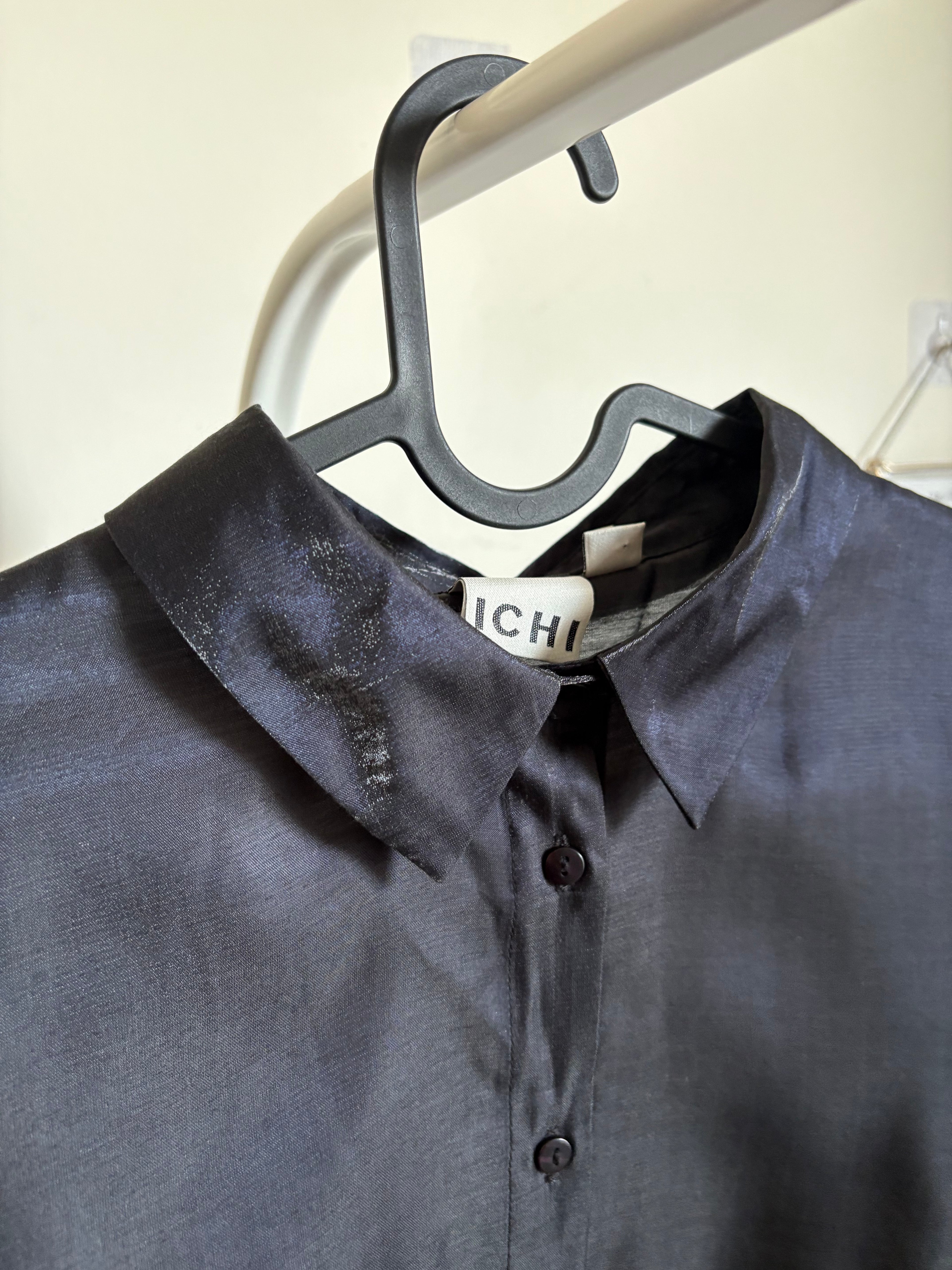 ICHI Lace Trim Button-Up Shirt  M