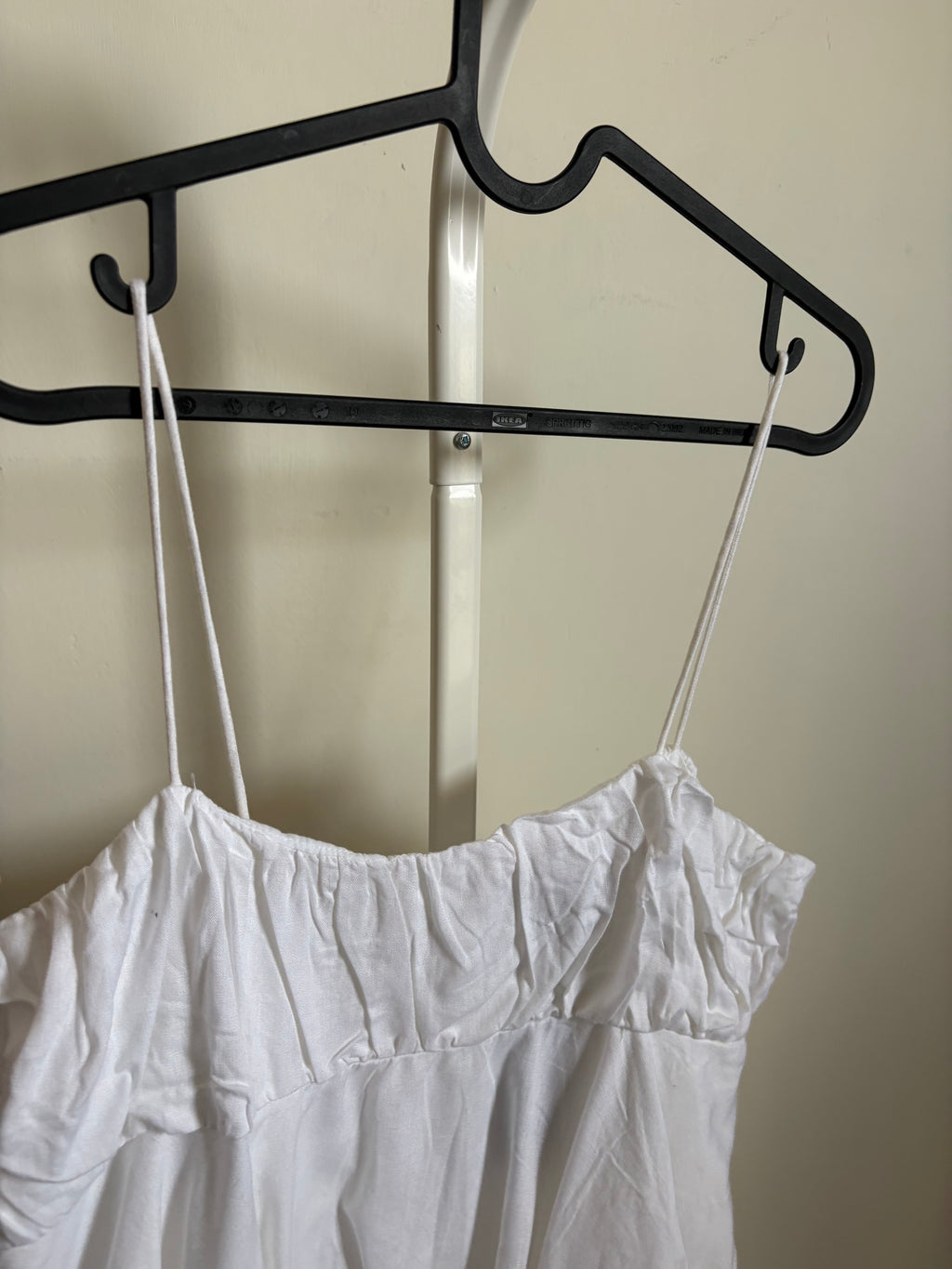 PLT WHITE LINEN BLEND PUFF BALL ASYMMETRIC CAMI UK 10