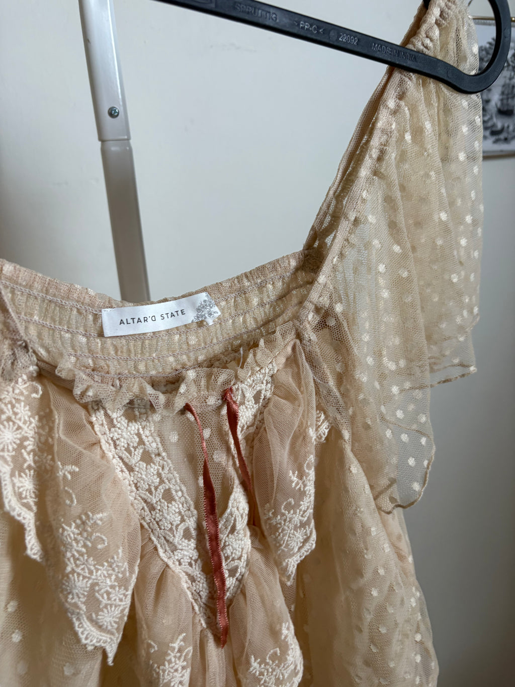ALTAR'D STATE Camillia Lace Bib Top S