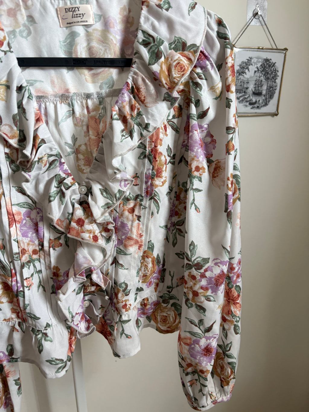 Dizzy Lizzy Floral Ruffle Detail Top S