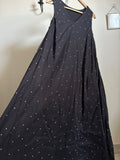 BLACK COTTON POLKA EMBROIDERED DRESS M