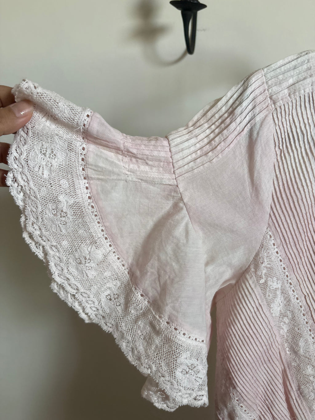 LoveShackFancy Calamina Lace Trim Pintuck Dress S