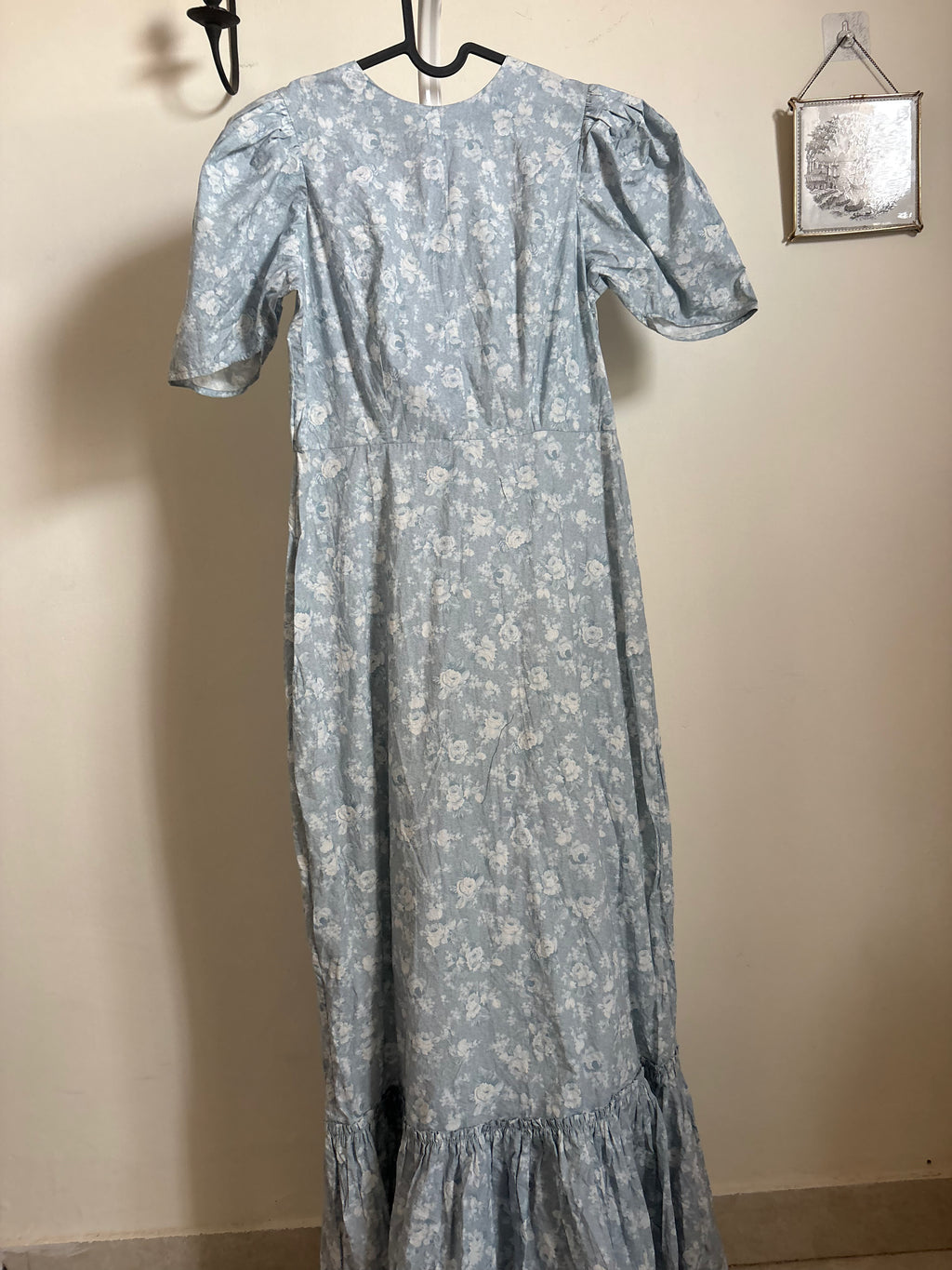BLUE FLORAL MAXI DRESS S