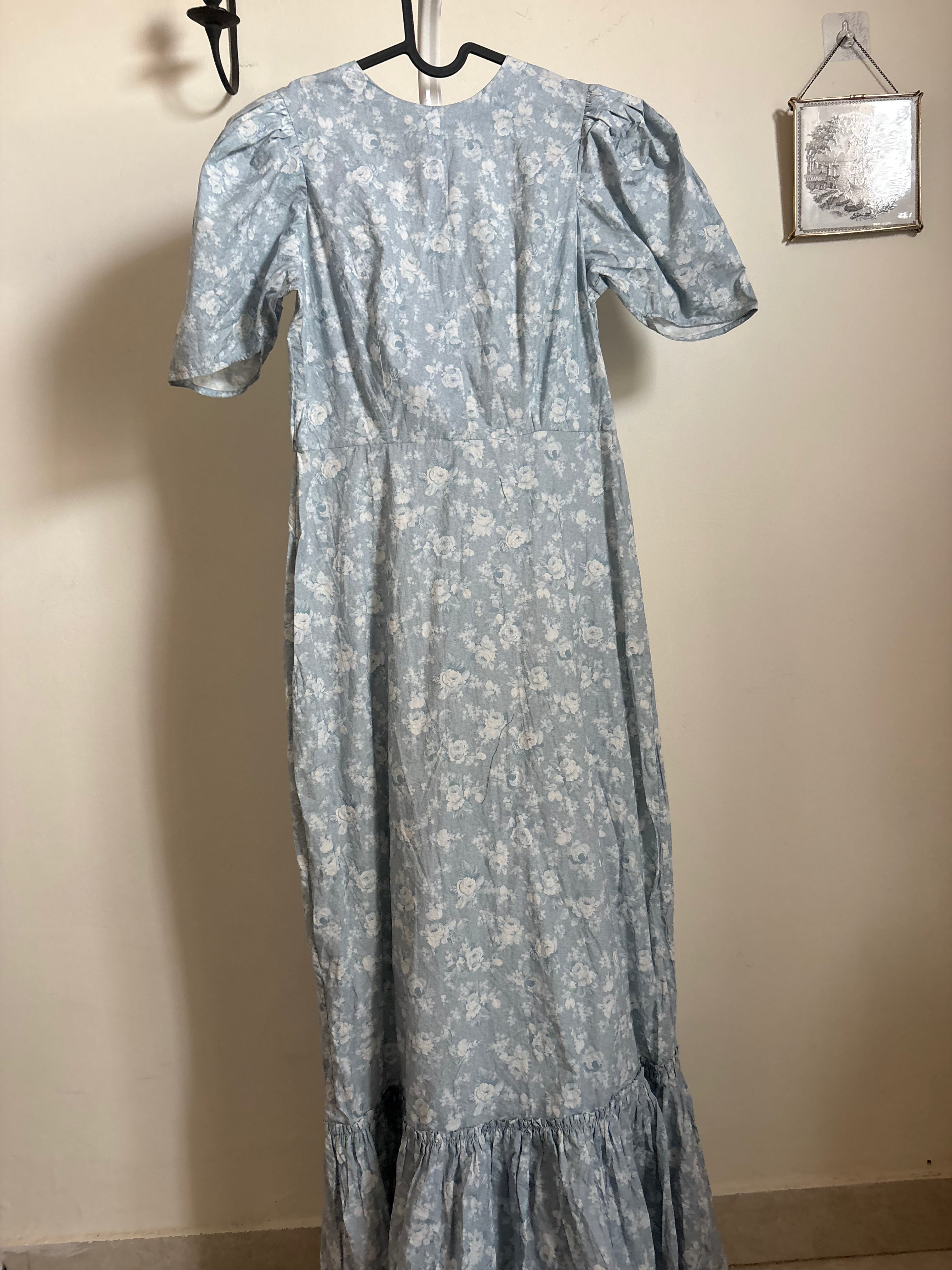BLUE FLORAL MAXI DRESS S