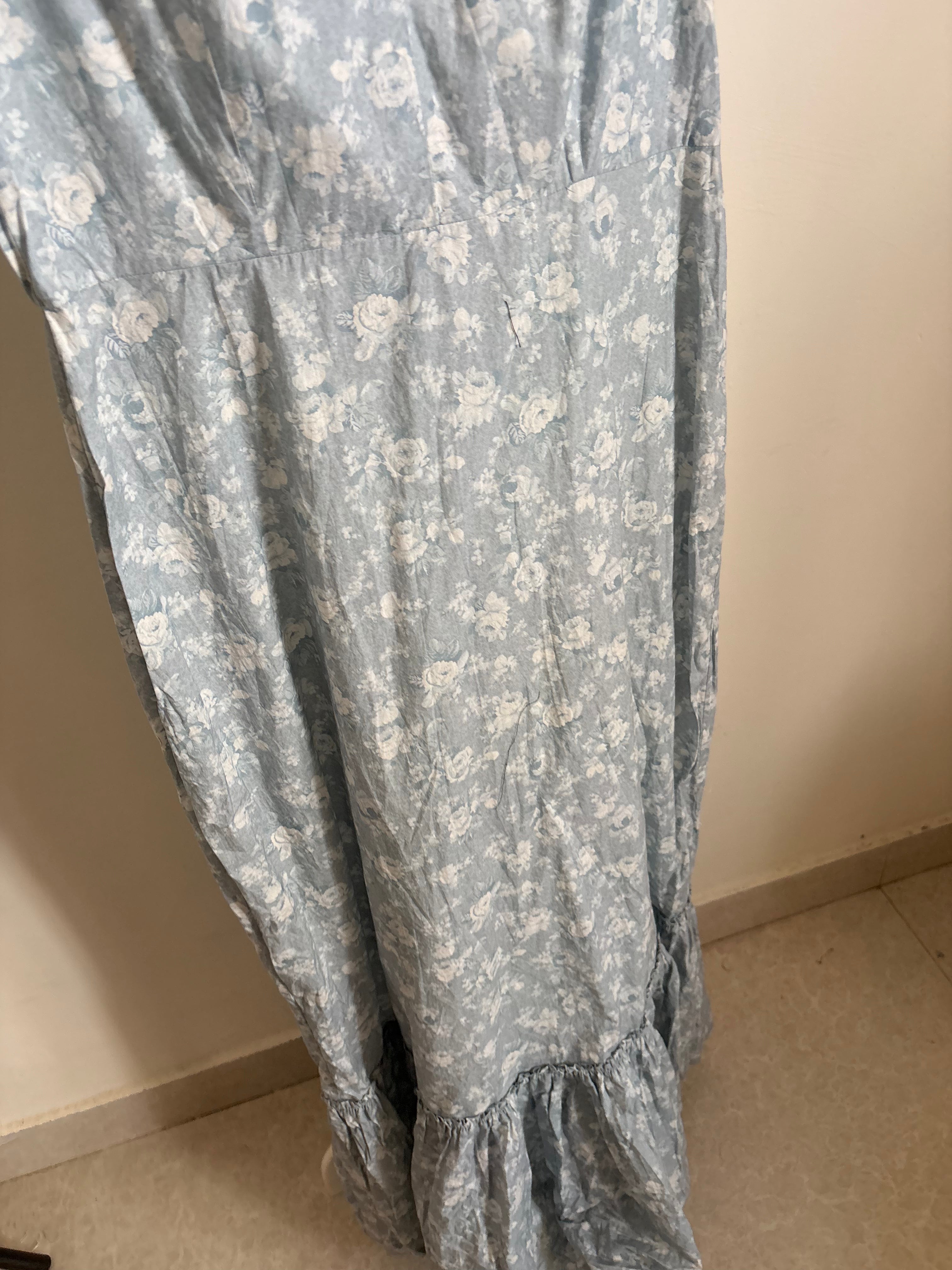 BLUE FLORAL MAXI DRESS S