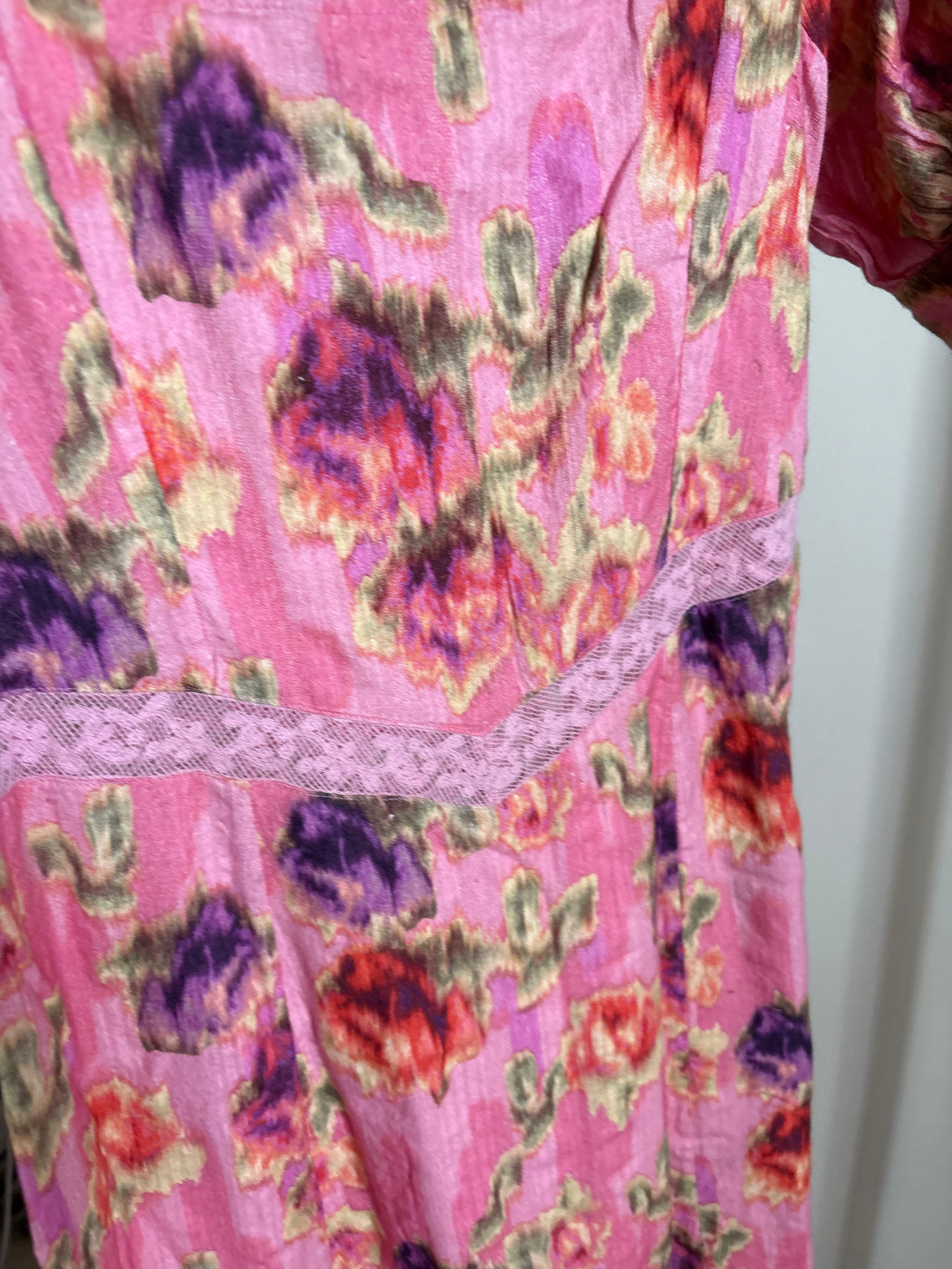LOVESHACKFANCY Mariata Floral Lace Trim Maxi Dress XS