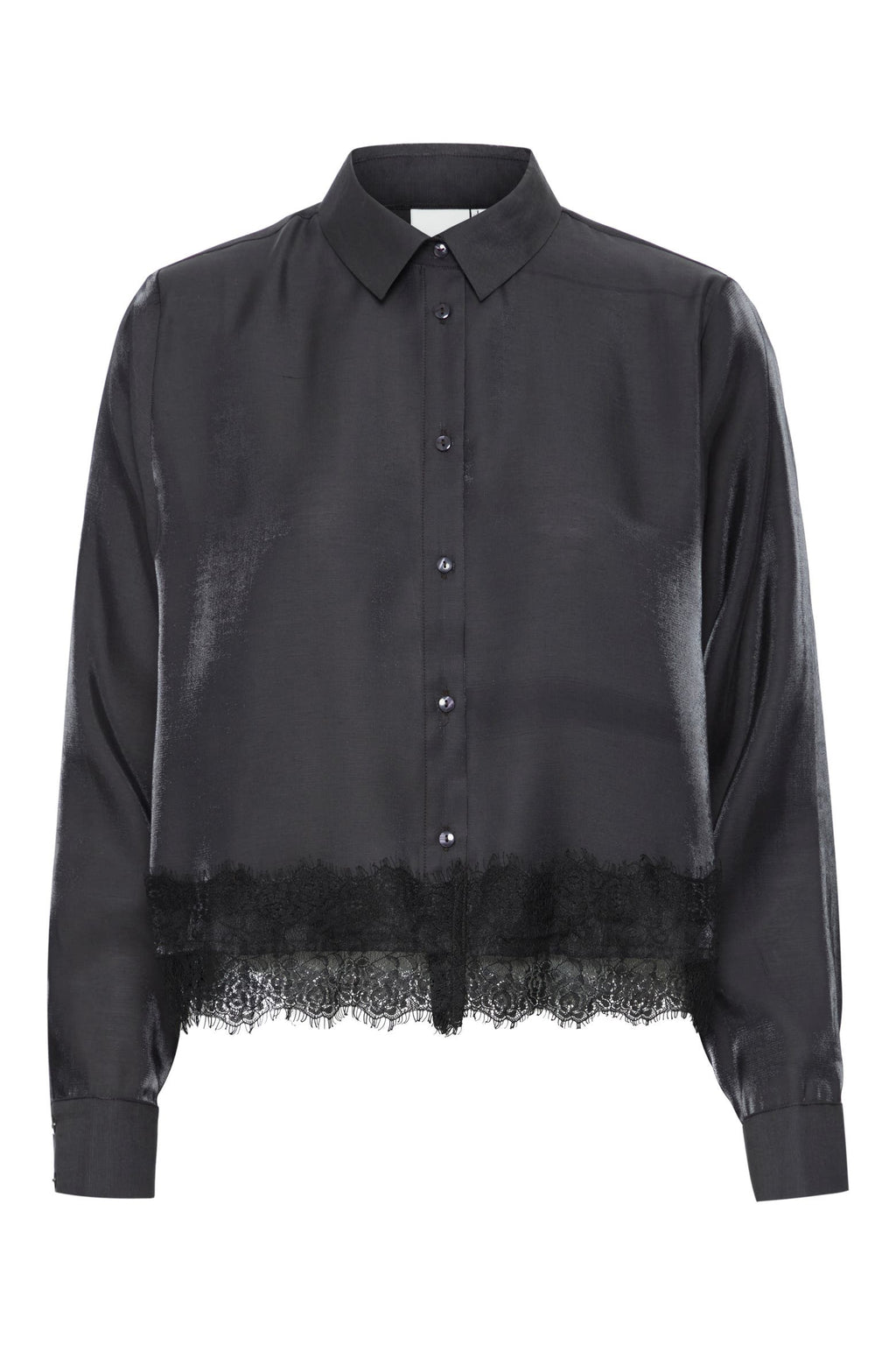 ICHI Lace Trim Button-Up Shirt  M