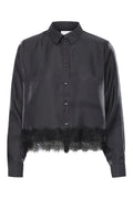 ICHI Lace Trim Button-Up Shirt  M