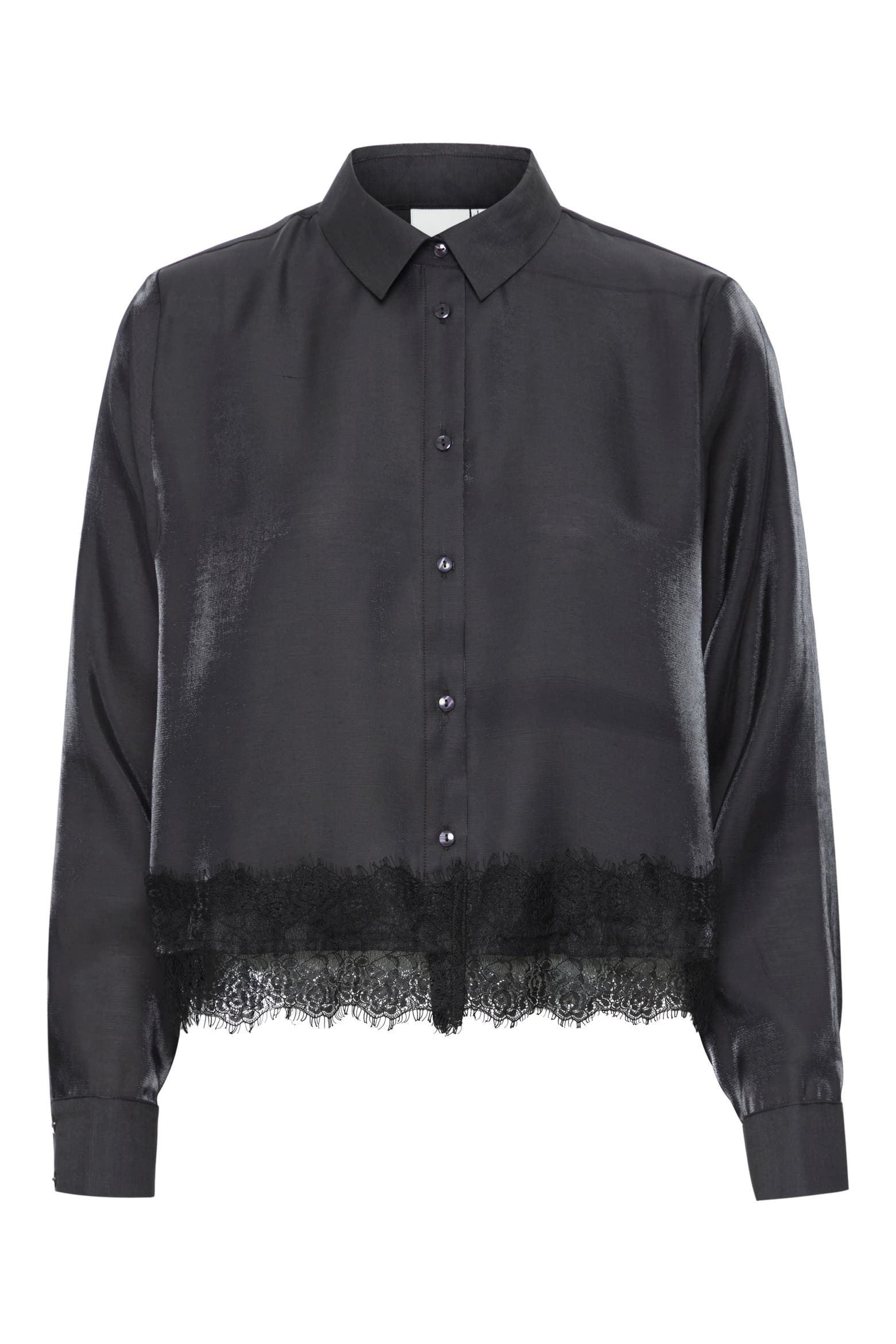 ICHI Lace Trim Button-Up Shirt  M