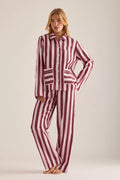Damson Madder Florie Pj Set - Burg/Pink Wide Stripe