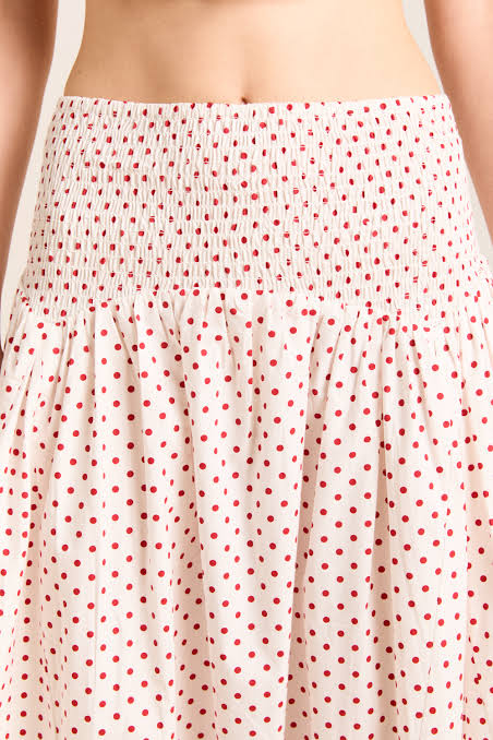 DAMSON MADDER Layla Skirt - Off White And Red Spot