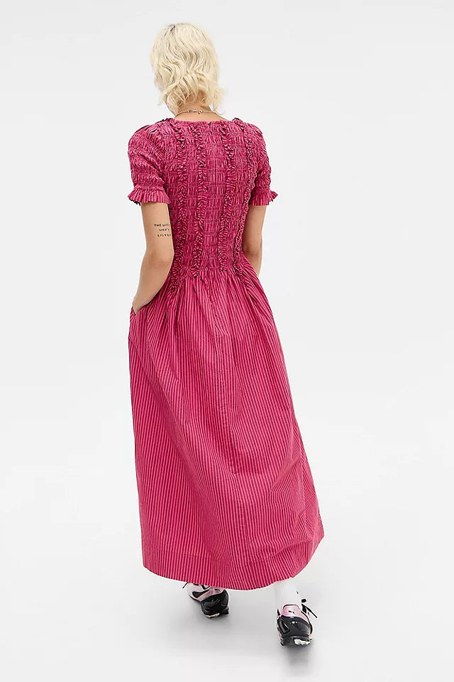 DAMSON MADDER Raphaela striped cotton midi dress