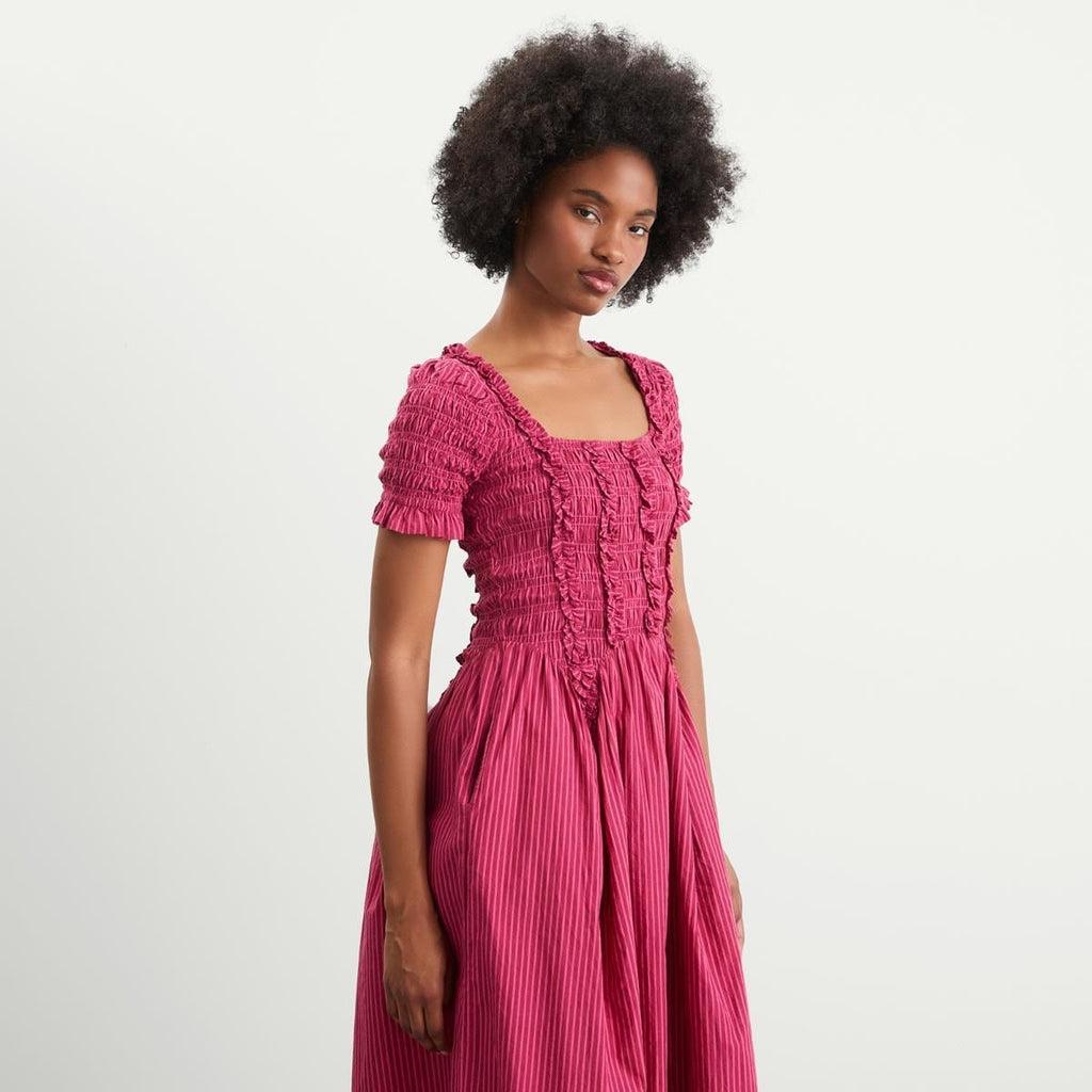 DAMSON MADDER Raphaela striped cotton midi dress