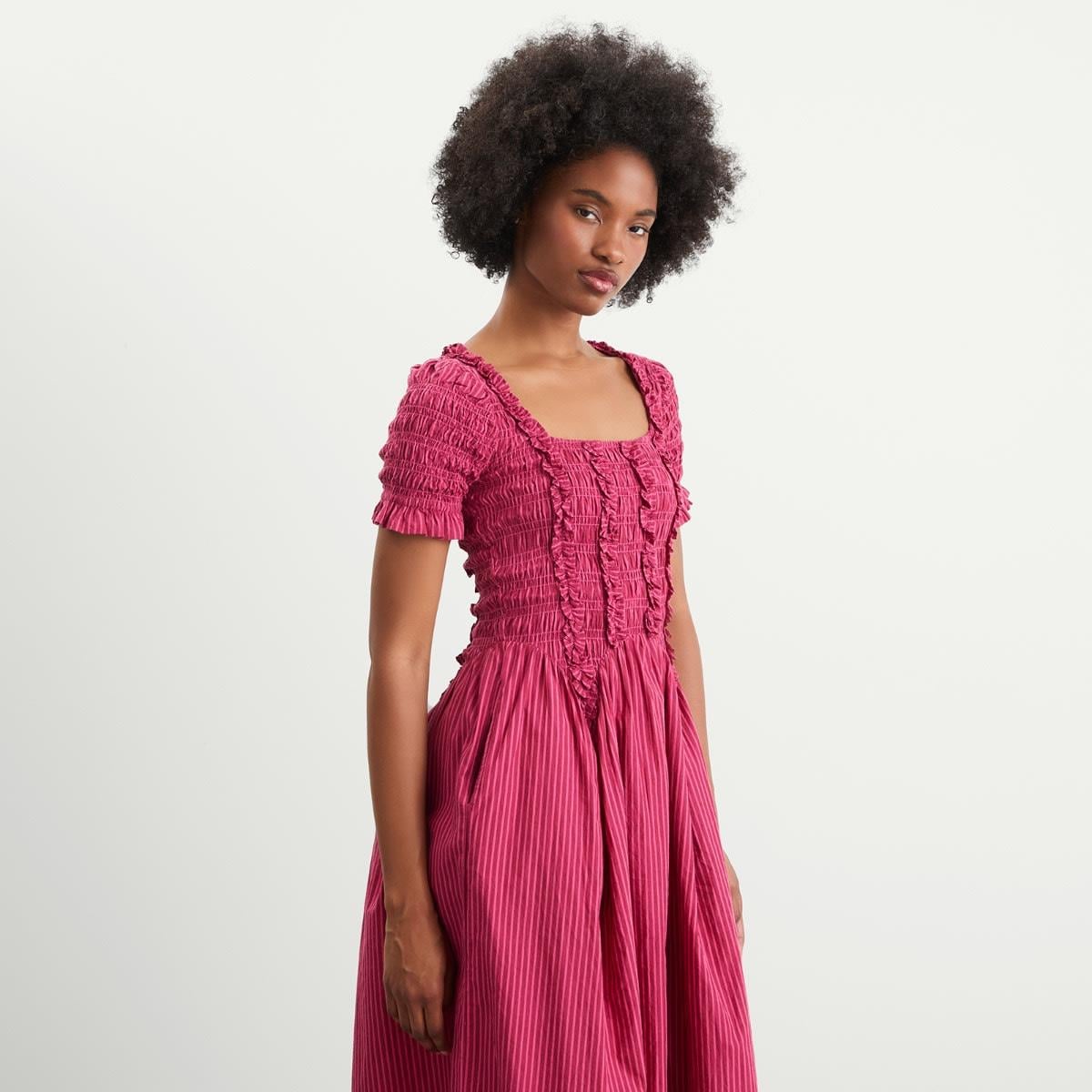 DAMSON MADDER Raphaela striped cotton midi dress