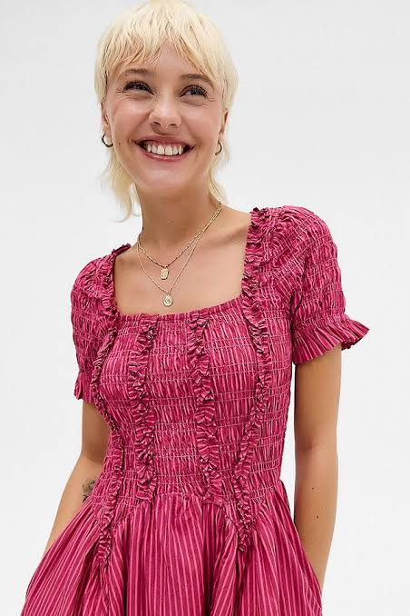 DAMSON MADDER Raphaela striped cotton midi dress