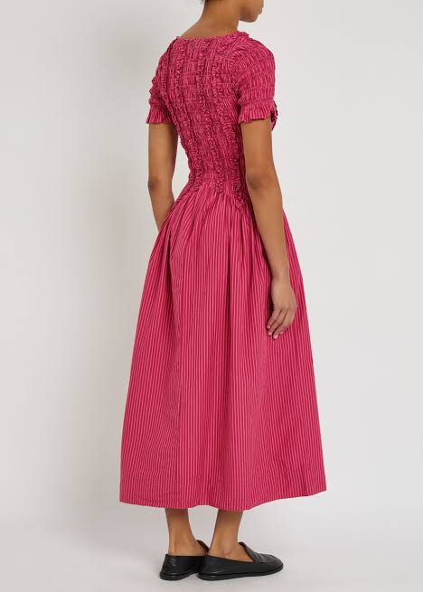 DAMSON MADDER Raphaela striped cotton midi dress