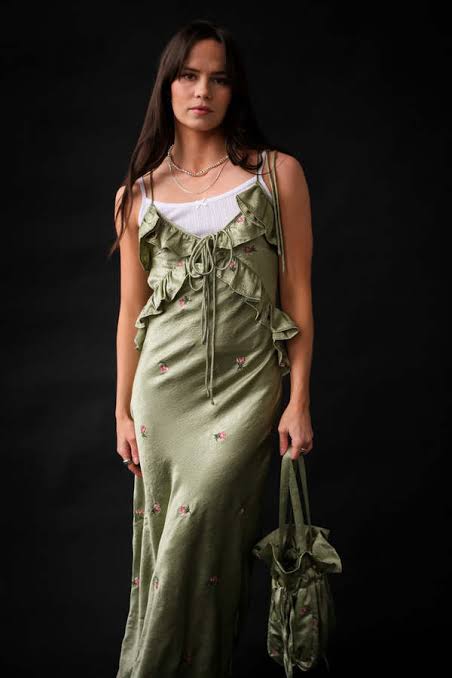 Damson Madder Oceanus Embroidered Maxi Dress UK10