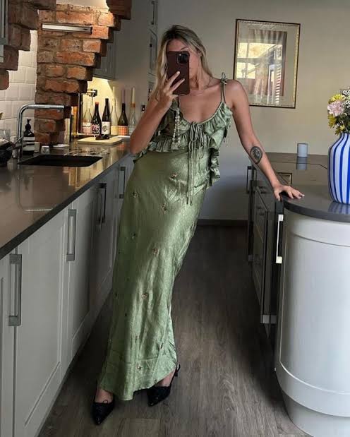 Damson Madder Oceanus Embroidered Maxi Dress UK10