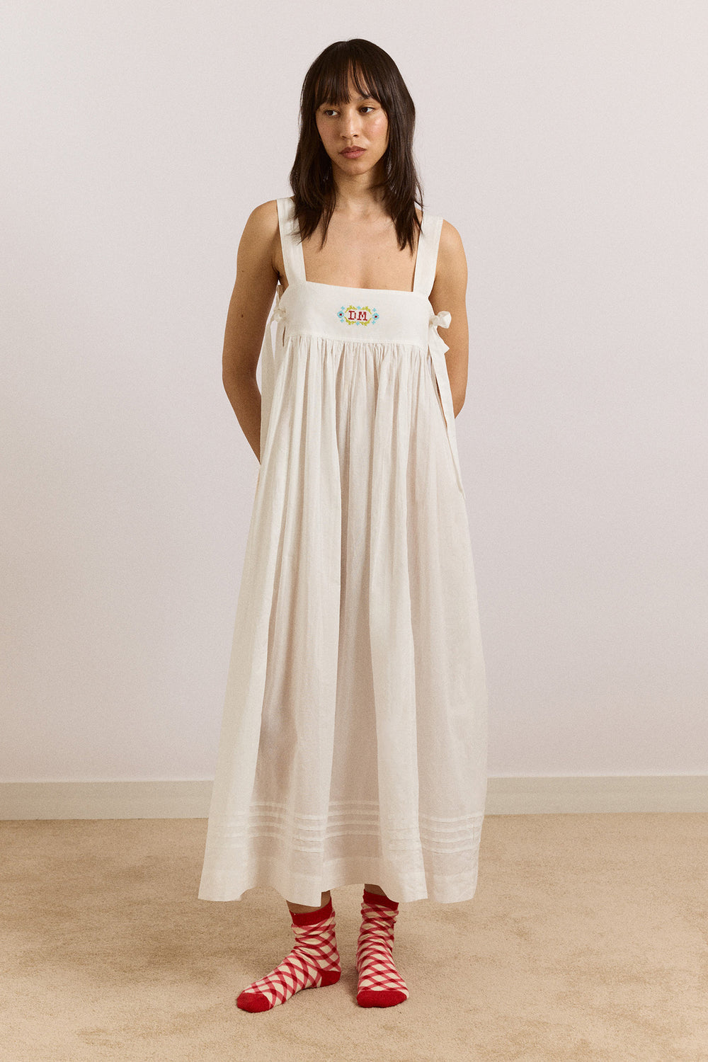 DAMSON MADDER Aspen Midi Night Dress - White UK 10