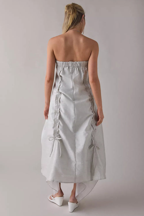 Muse Assembly Daisy Gathered Tie Strapless Midi Dress
