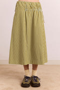 DAMSON MADDER Basil Stripe Caspia Volume Midi Skirt UK 8