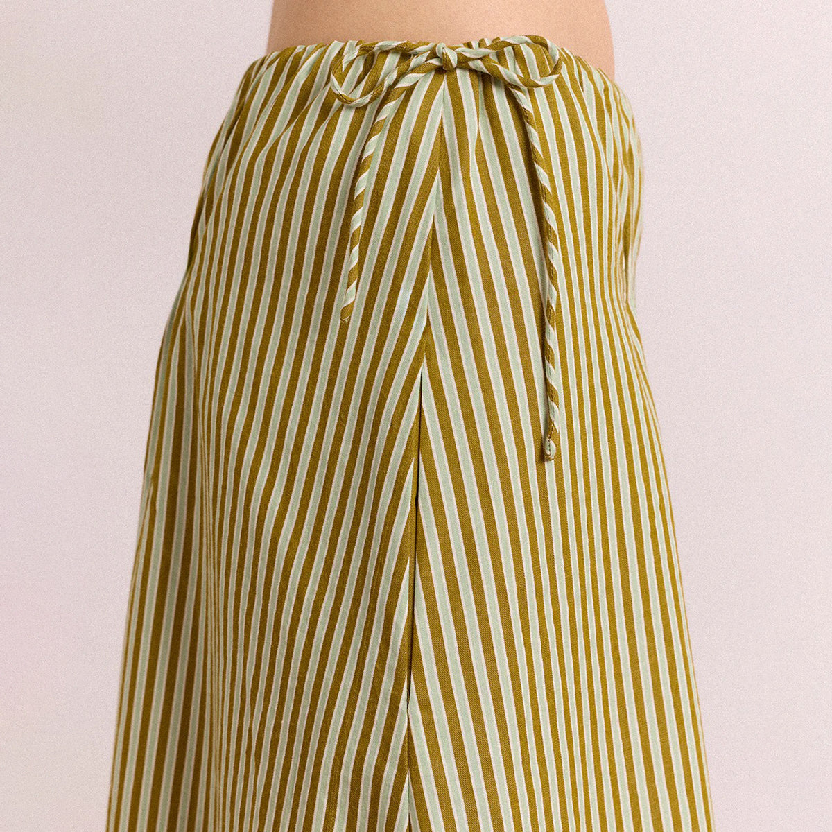 DAMSON MADDER Basil Stripe Caspia Volume Midi Skirt UK 8
