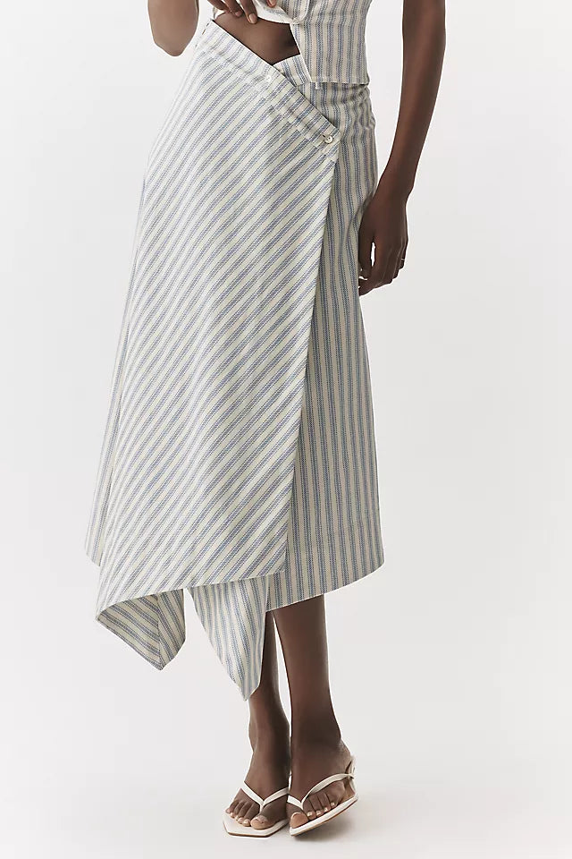 HAZEL STRIPE ASYMMETRIC MIDI SKIRT and top set