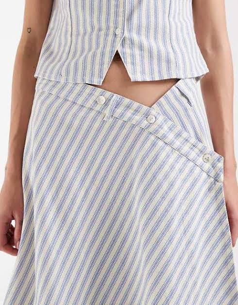 HAZEL STRIPE ASYMMETRIC MIDI SKIRT and top set