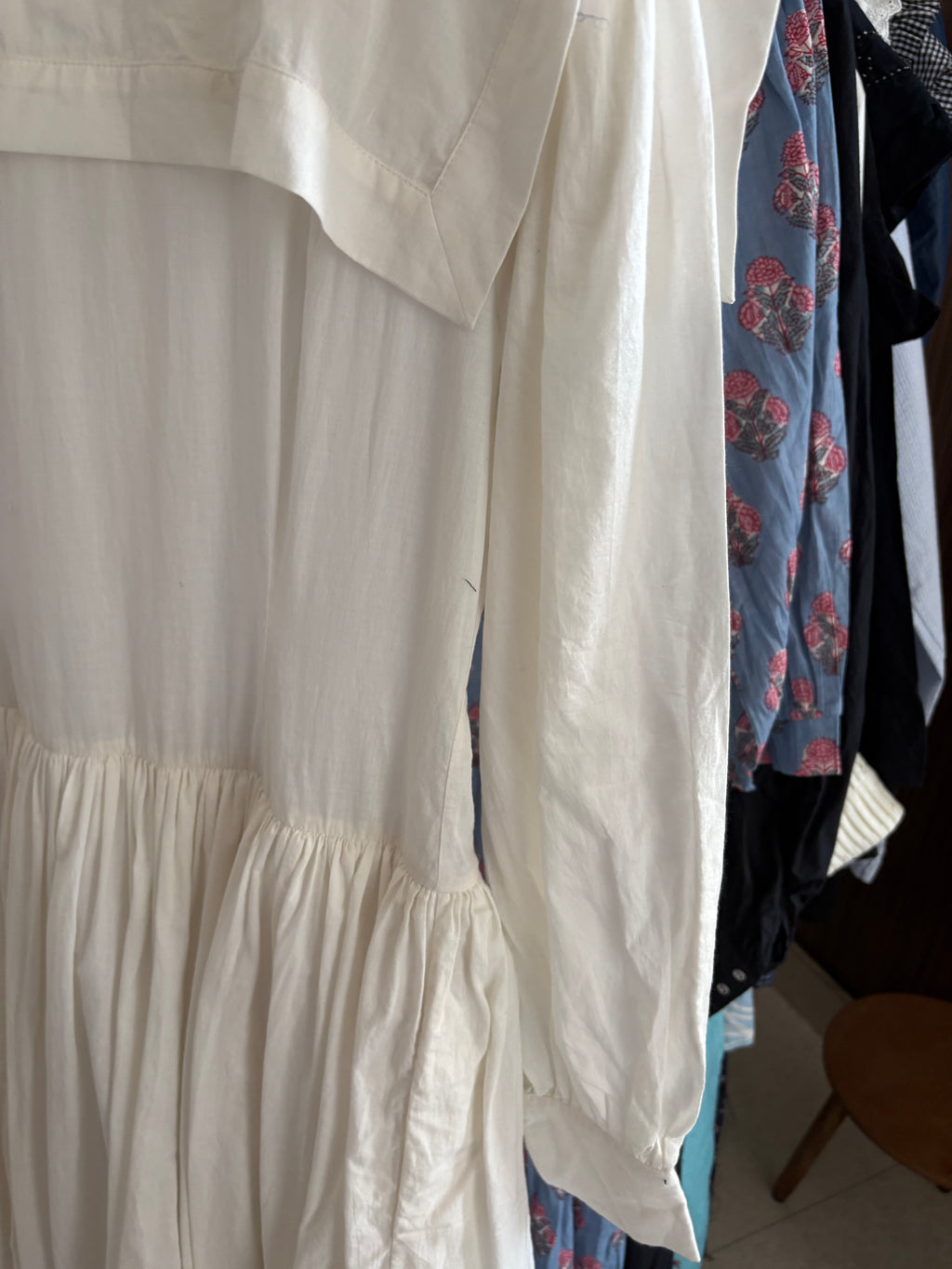 SQUARE COLLAR DRESS WHITE  S