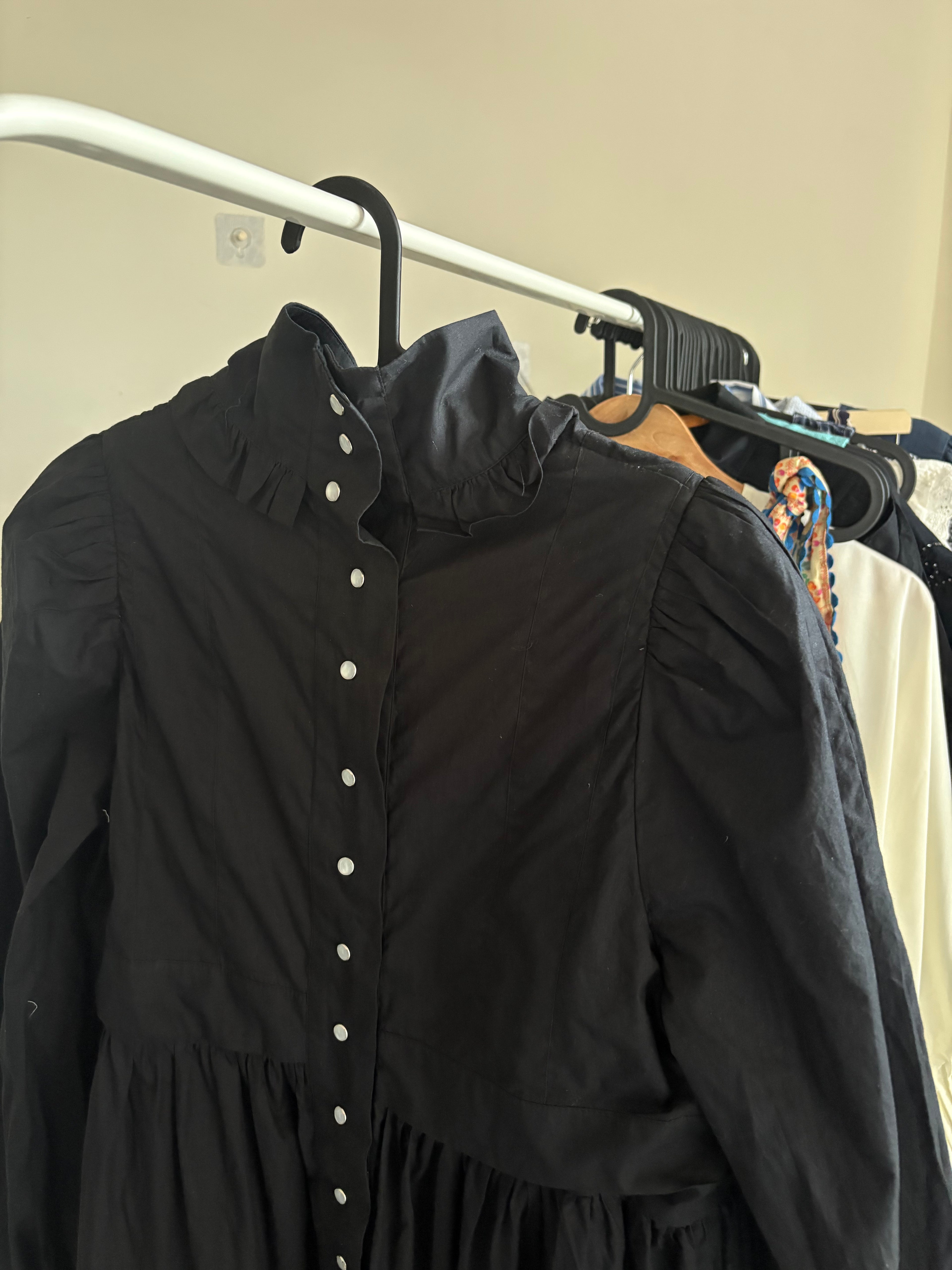 BLACK HIGH NECK RUFFLE DRESS