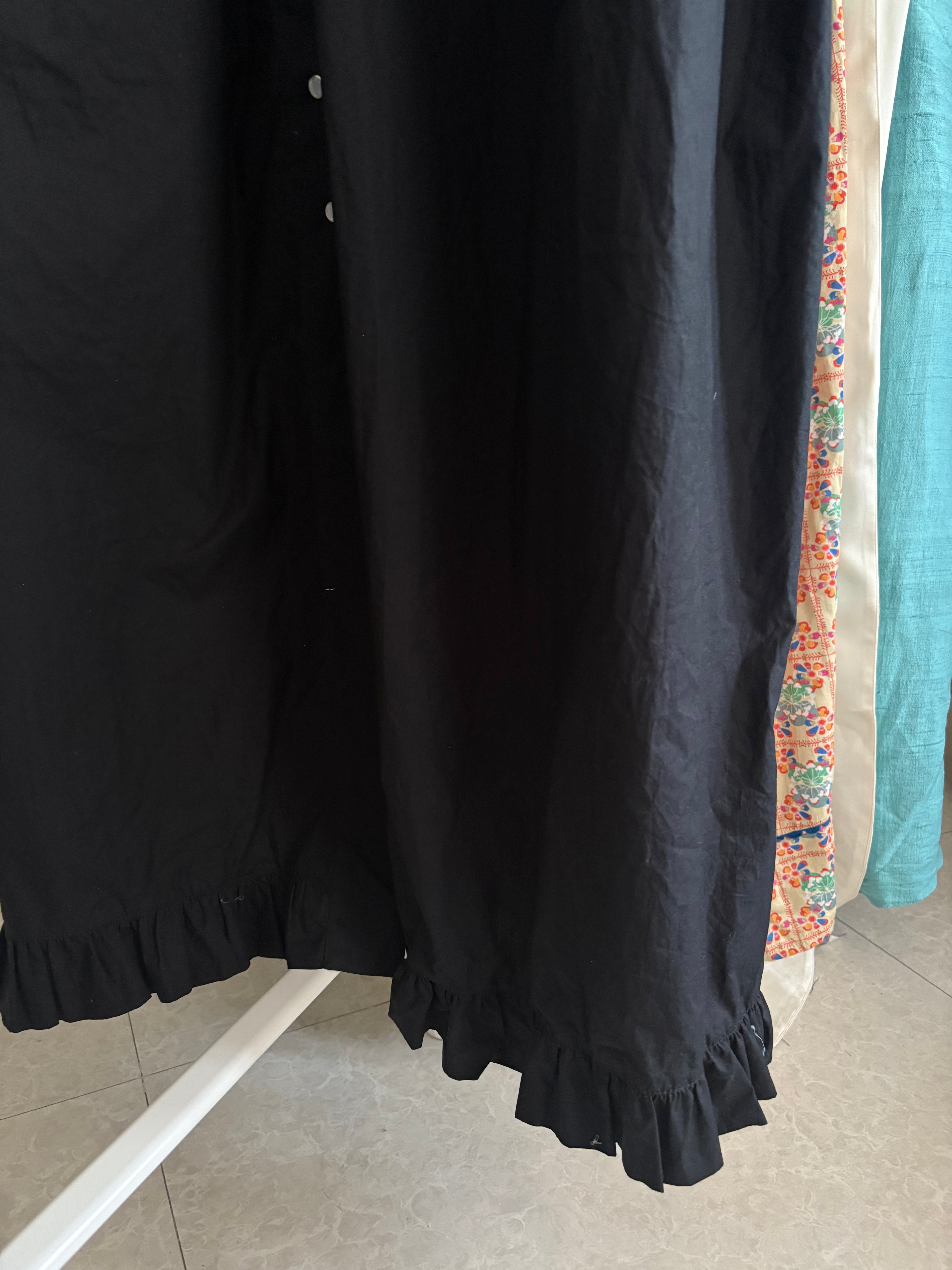 BLACK HIGH NECK RUFFLE DRESS