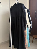 BLACK HIGH NECK RUFFLE DRESS
