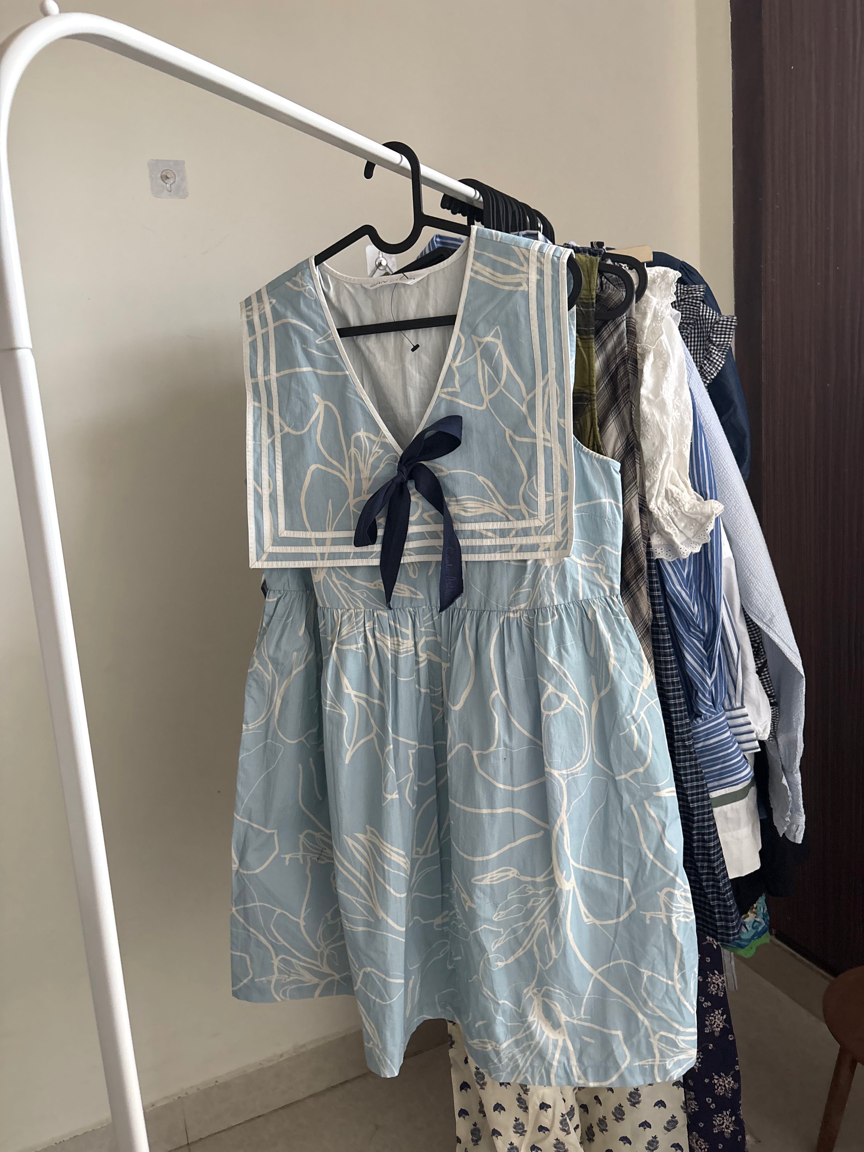 Laura Ashley Beeton Sailor Collar Sleeveless Cotton Mini Dress uk12