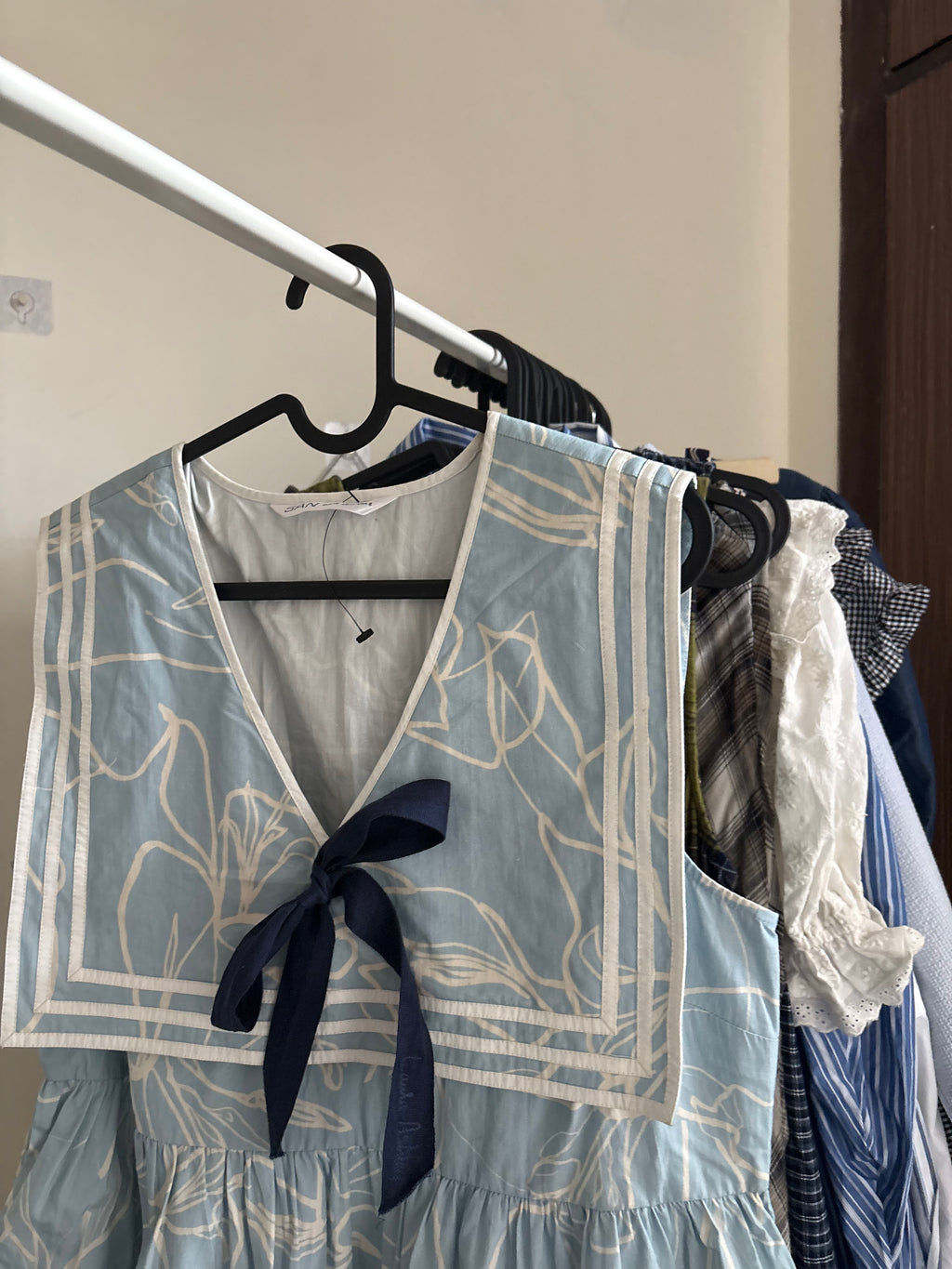 Laura Ashley Beeton Sailor Collar Sleeveless Cotton Mini Dress uk12