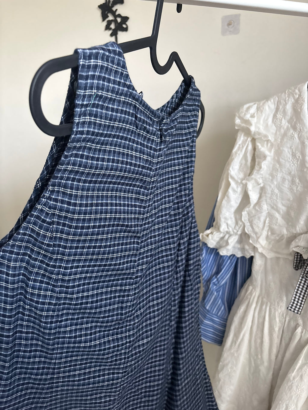 ASOS DESIGN sleeveless mini dress with box pleats in deep navy check UK 10