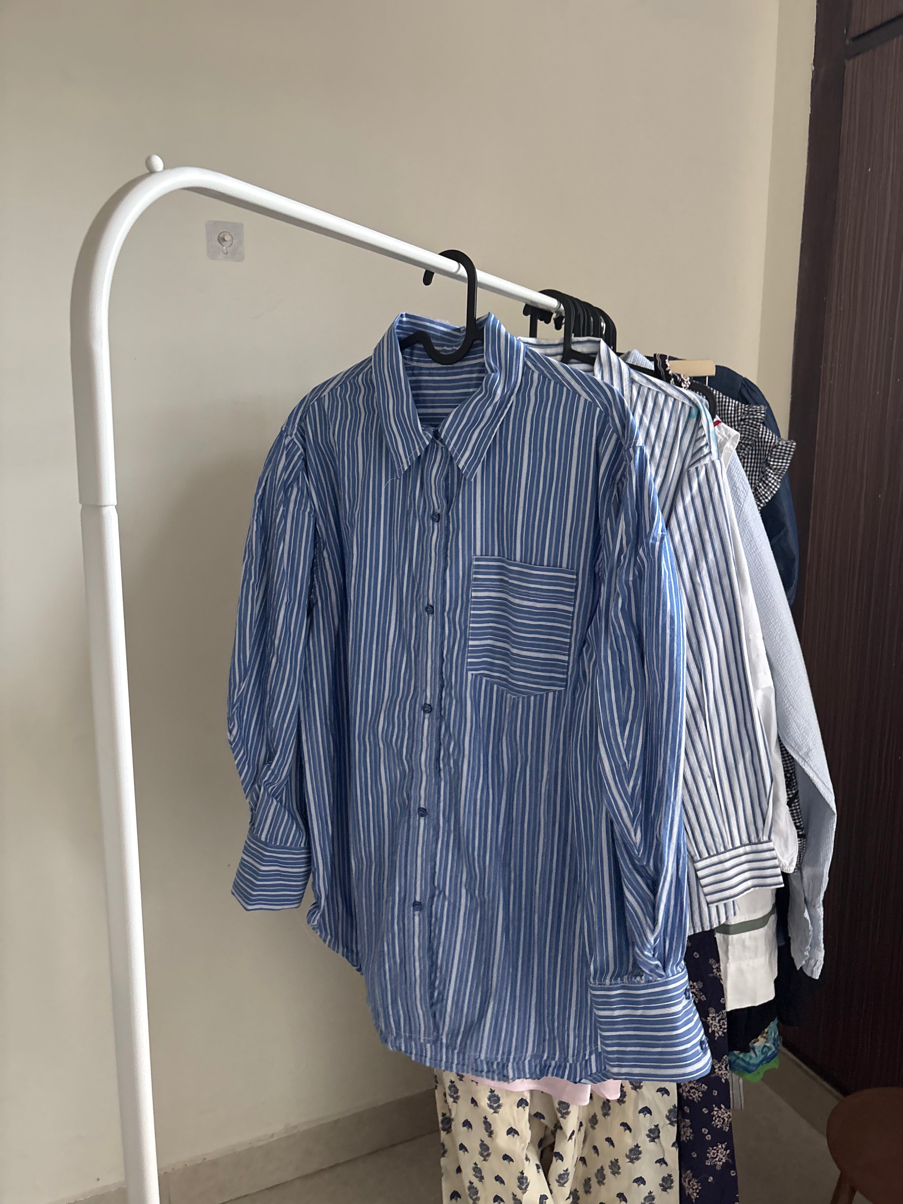 GANNI Shirt in Striped Cotton