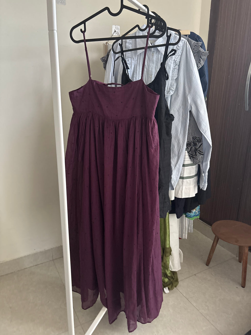 COTTON EMBROIDERED DOTS DRESS