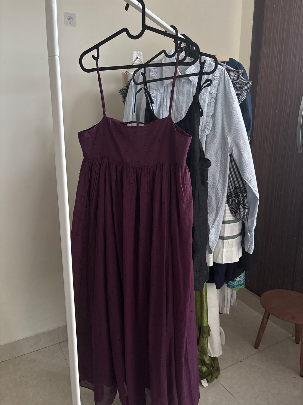 COTTON EMBROIDERED DOTS DRESS