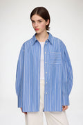 GANNI Shirt in Striped Cotton