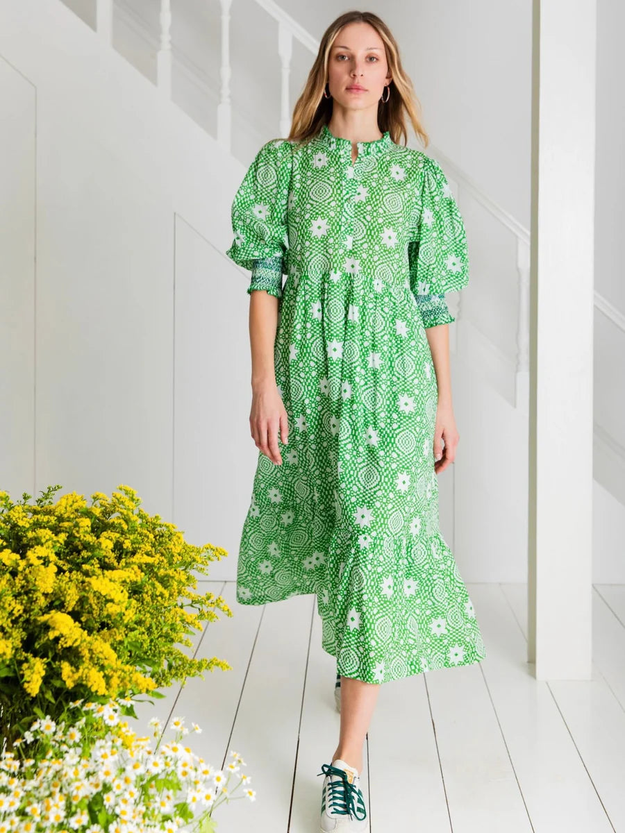 BONTE  GREEN PRINTED DRESS UK 14
