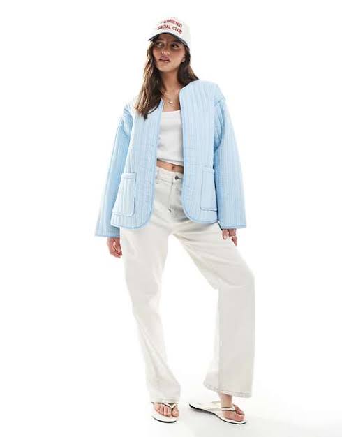 ASOS STRIPED QUILTED JACKET S-M