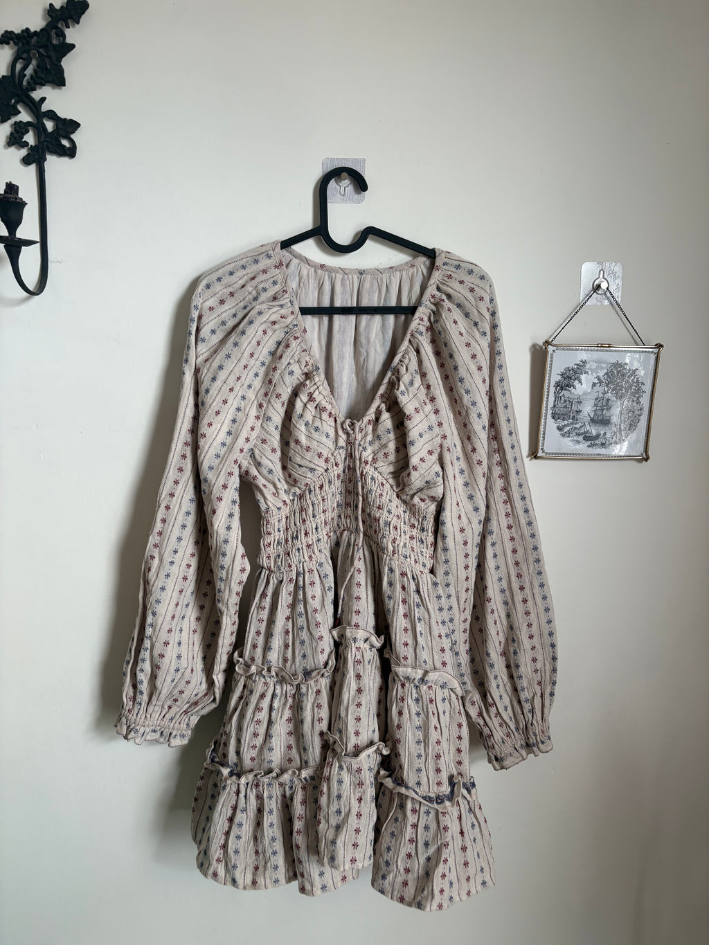 floral striped mini dress S