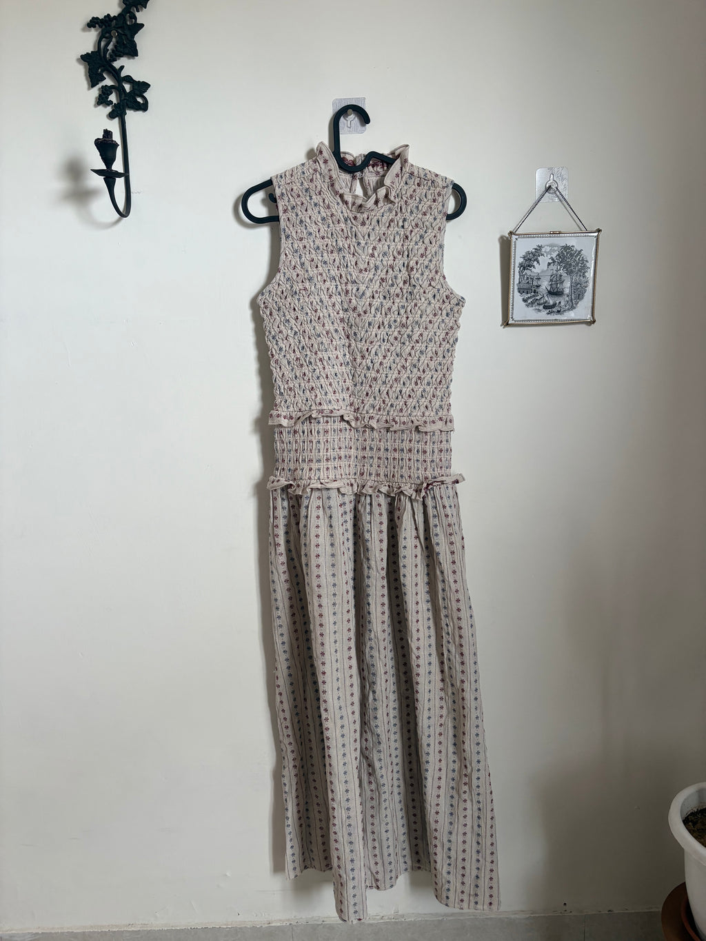 floral striped maxi dress S