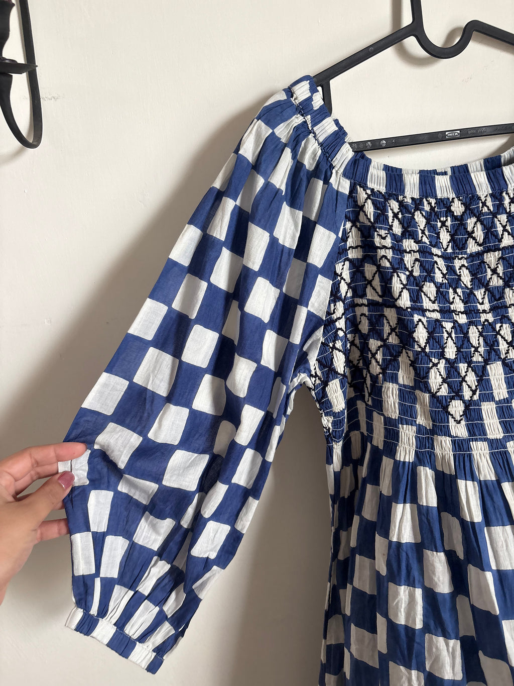 BONTE CHECK DRESS SMOCKED UK 12