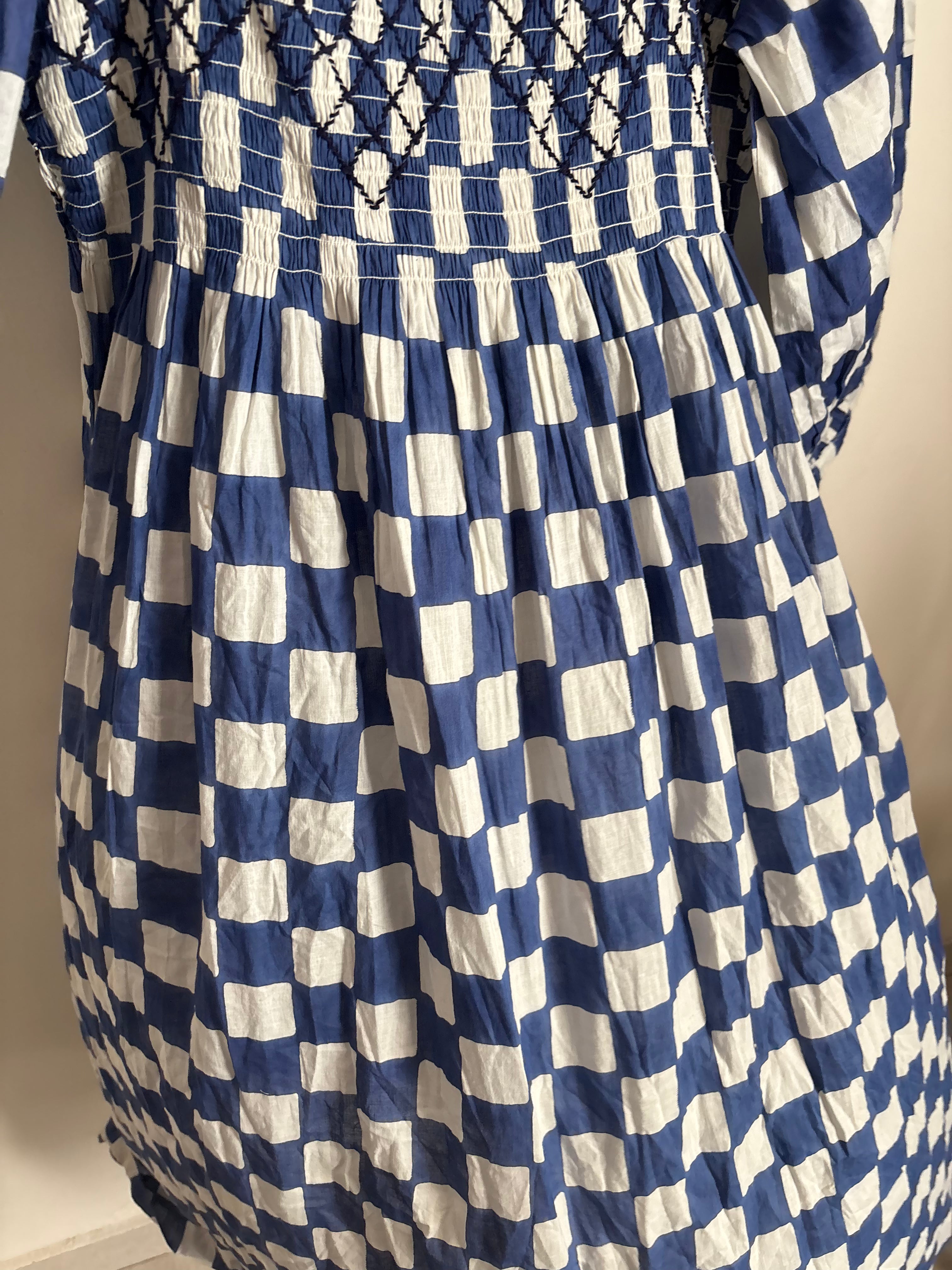 BONTE CHECK DRESS SMOCKED UK 12