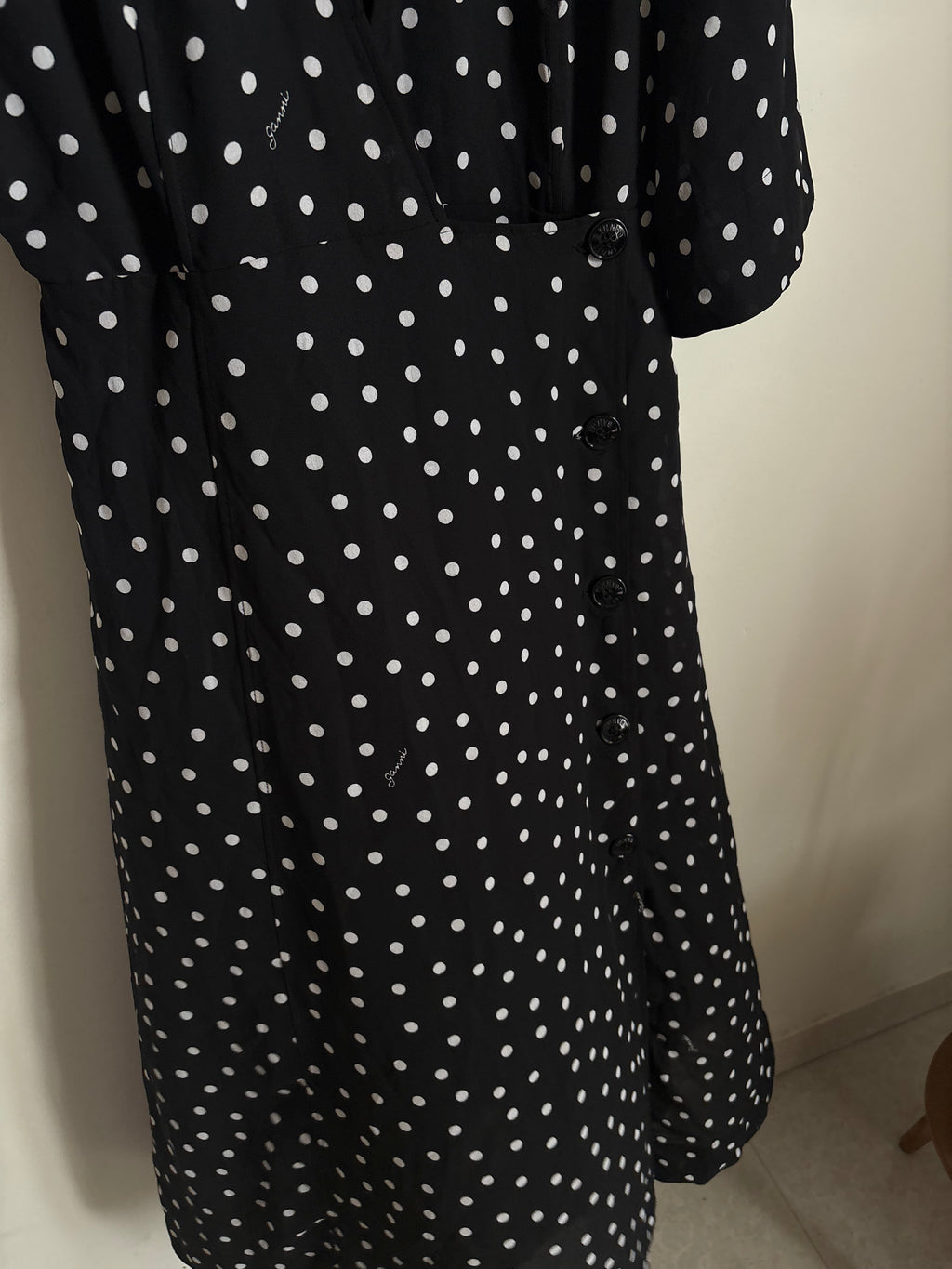 GANNI POLKA MIDI DRESS S