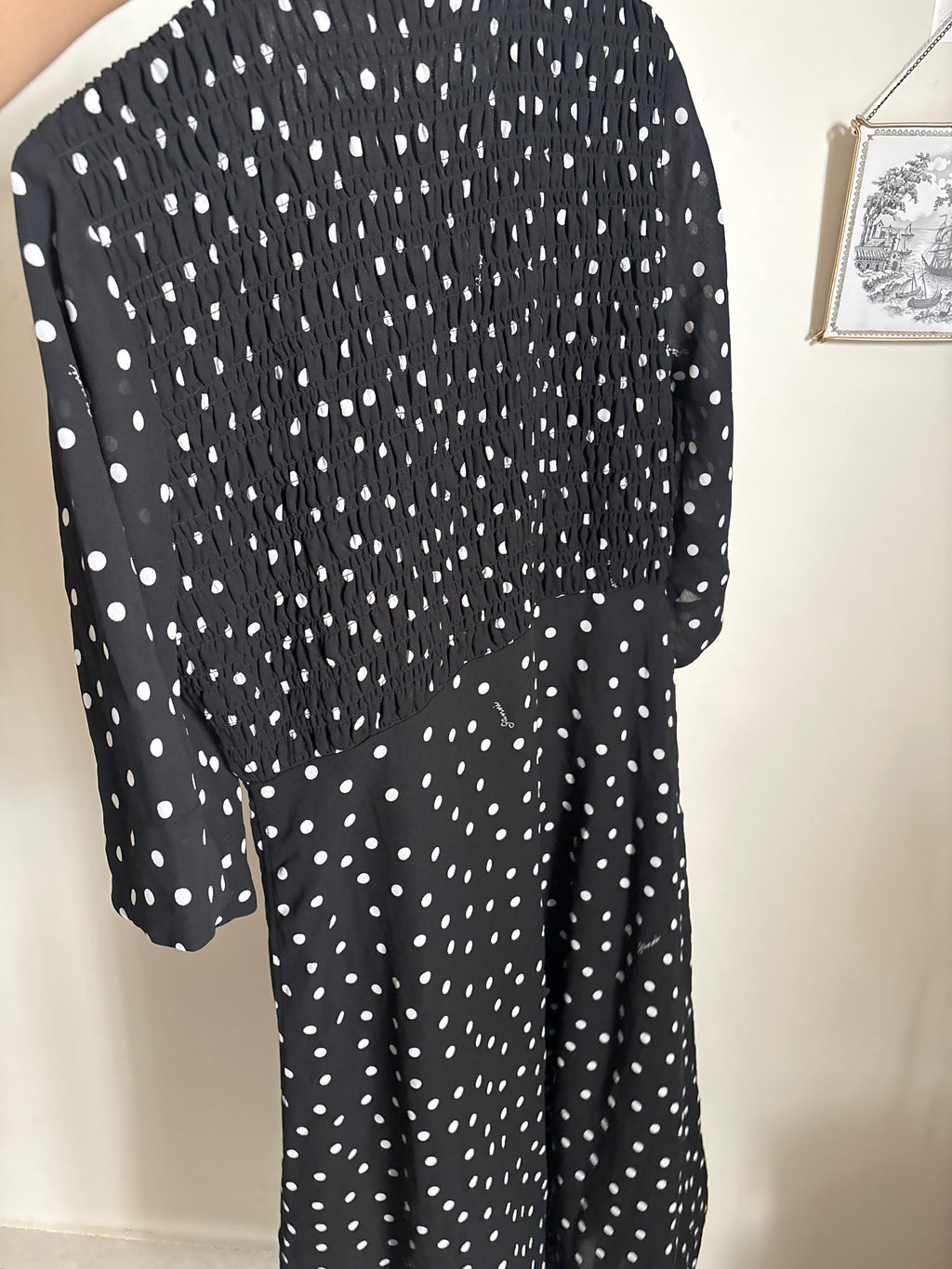 GANNI POLKA MIDI DRESS S
