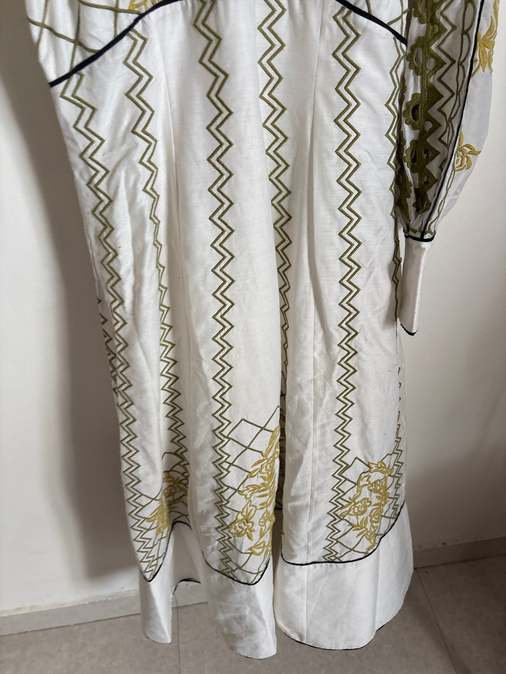 Karen Millen Voile Embroidered Cutwork Balloon Sleeve Woven Maxi Dress uk 10